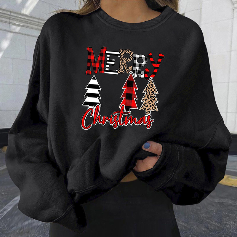 Weihnachten frauen kleidung Herbst und Winter Neue Stil Samt Heißer Verkauf Weihnachten Personalisierte Druck Mode Lose Sweatshirt Dropshipping_voghion.com