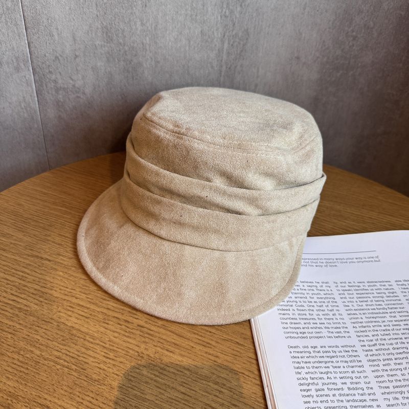 Berretto piatto in pelle scamosciata in stile coreano per le donne, nuovo cappello alla moda autunnale e invernale in tinta unita che fa sembrare il viso_voghion.com