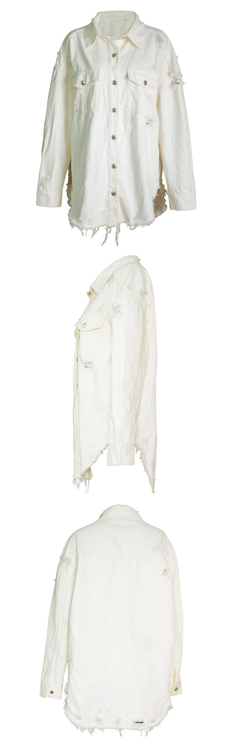 Sieviešu džinsu jaka ar zvaigžņu apdruku ar garām piedurknēm_voghion.com