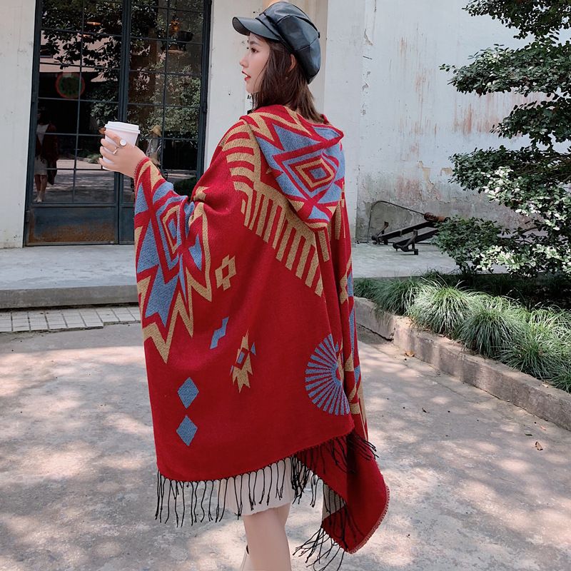 Thick warm  and winter women's new ethnic desert cape style blanket ins cashmere shawl_voghion.com