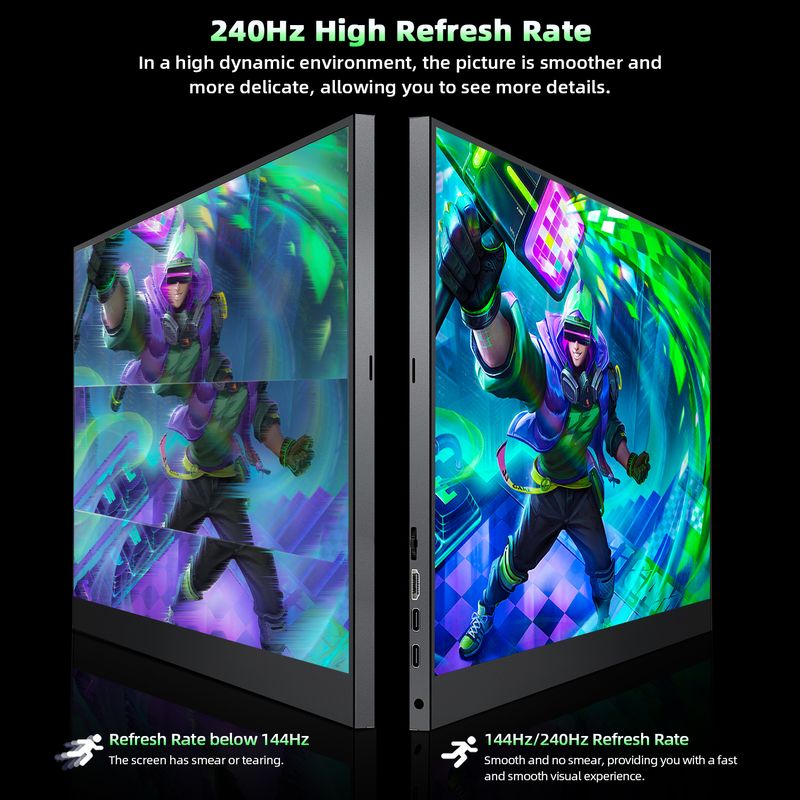 17,3 Zoll 1080P 240 Hz tragbarer Gaming-Monitor 100 % sRGB 8Bit AMD Freesync Laptop-Spiel Zweitanzeige 16:9 IPS-Bildschirm_voghion.com