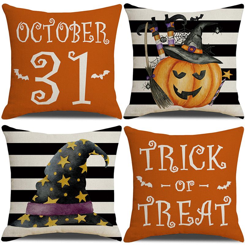 Halloween Dekoration Home Leinen Kissenbezug lustige Kürbiskopf Sofa Kissenbezug Kombination_voghion.com