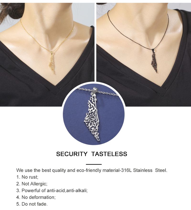 Hot Sales My Shape Pastine Pendant Necklaces for Women Men Stainss Steel Hollow Map Necklace Choker Chain Ma Jewelry_voghion.com