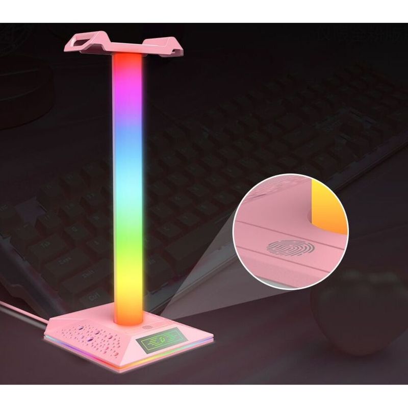 PIWIJOY Gaming Headset RGB Lighting Desktop Atmosphere Light USB Docking Station E-sports Display Stand_voghion.com