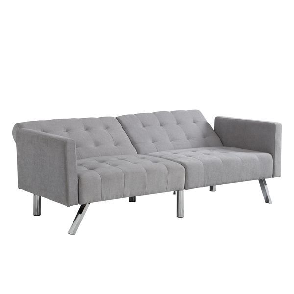 Sofa Bed Convertible Folding Light Grey Lounge Couch Loveseat Sleeper Sofa Armrests Living Room Bedroom Apartment Reading Room_voghion.com