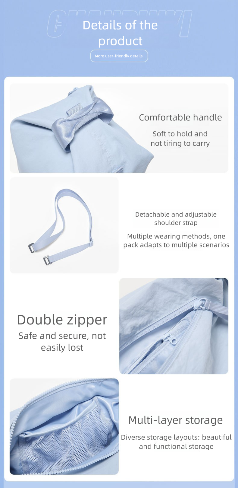 Sac à dos multifonctionnel de sport Lulu Same Style, fermeture éclair SBS, imperméable, pour vélo, bandoulière réglable._voghion.com