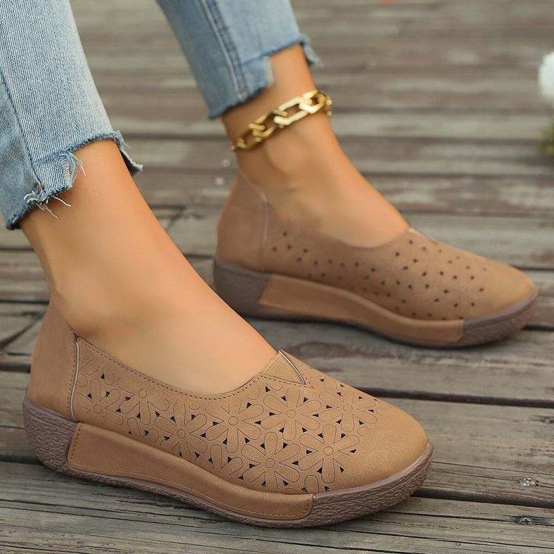 Neue Lazy Singles Casual-Schuhe in Übergröße mit flachem Boden und Hohllöchern, runde Zehenpartie für Damen mit einem Fußpedal_voghion.com