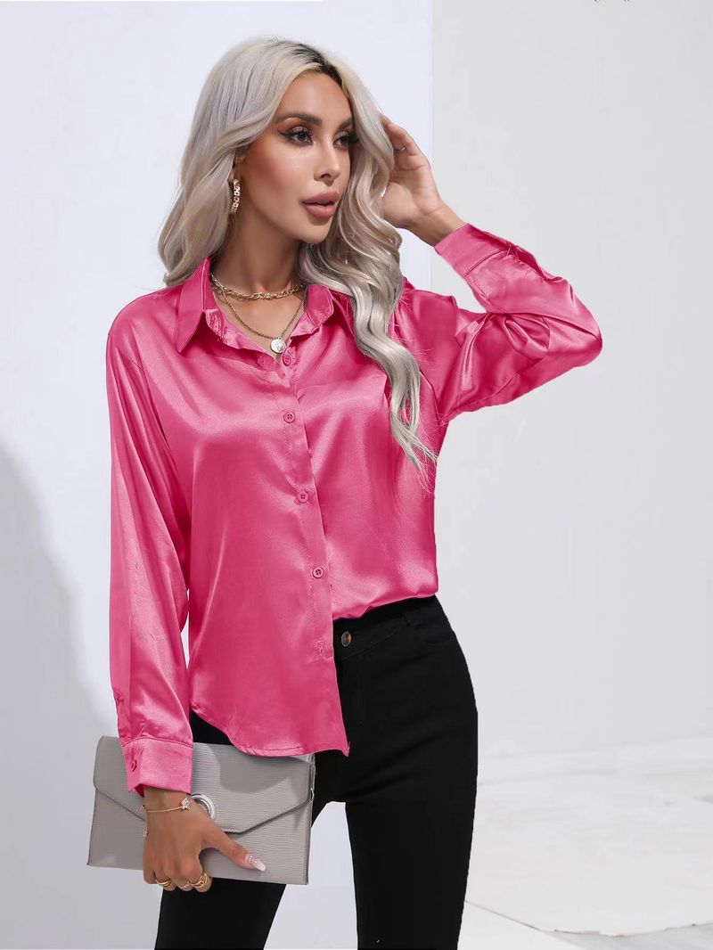 Camicia da donna a maniche lunghe in raso di seta imitazione abbigliamento primaverile ed estivo da donna_voghion.com