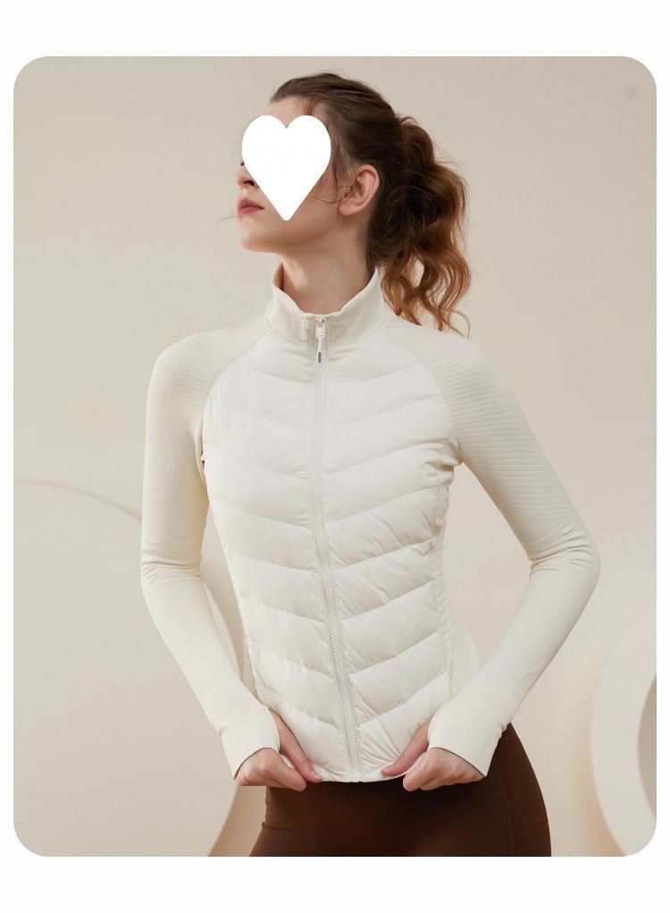 Abbigliamento sportivo leggero in pile di cotone per donna, giacche calde antivento autunnali e invernali, abbigliamento da corsa e yoga,_voghion.com