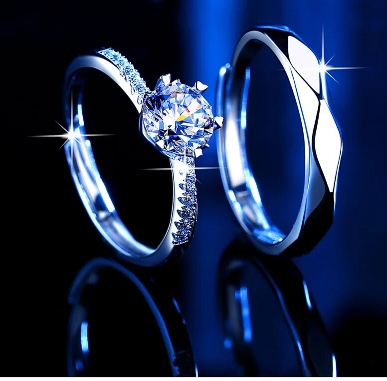 Anello con diamante simulato per uomo e donna in pietra Mosang di alta qualità in argento puro classico, anello Instagram_voghion.com