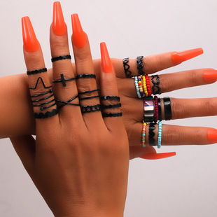 creative candy color Korean cute ring set personality women's resin ring_voghion.com