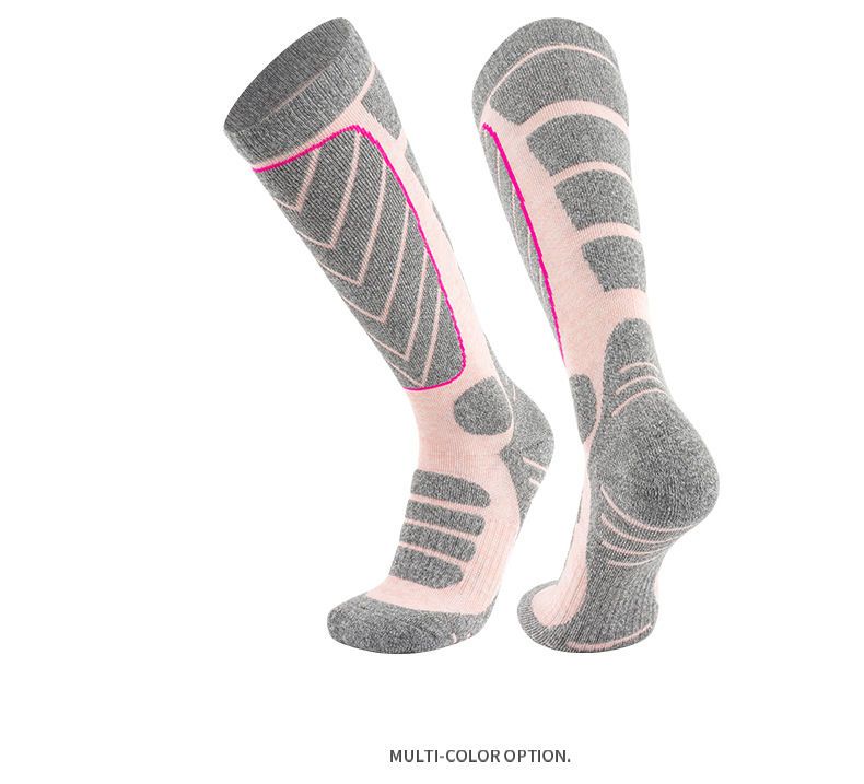 Profesjonalne skarpetki narciarskie dla dorosłych, mężczyzn i kobiet, grube, bawełniane, długie, pochłaniające pot, ciepłe na zimę._voghion.com