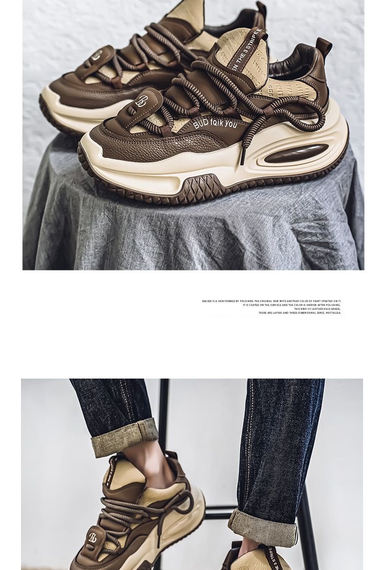 Herrenschuhe Herrenschuhe Mode Leder Freizeitschuhe Sportschuhe Vielseitig Dicke Sohle Höhe Erhöhen Bequeme Leichte Luxus Dad Fashion Schuhe_voghion.com