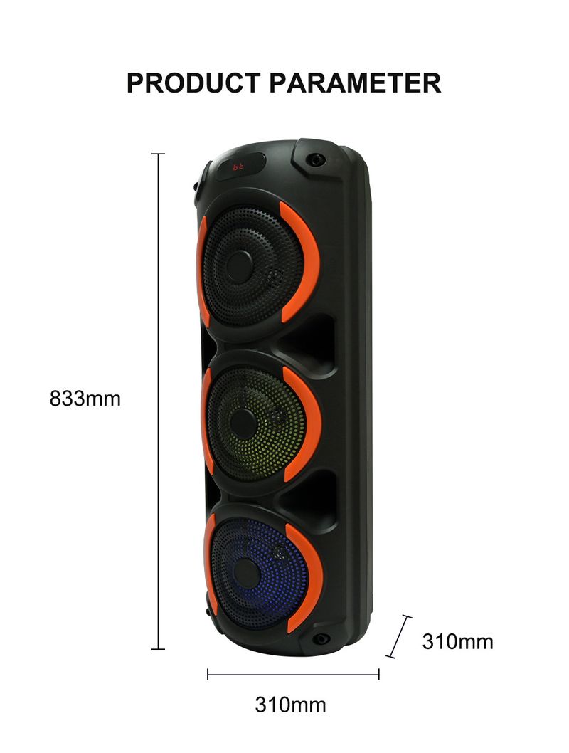 ZQS8305 Bluetooth reproduktor, tři 8palcové velké reproduktory, vysoce výkonný venkovní domácí karaoke systém s velkým stereo systémem_voghion.com