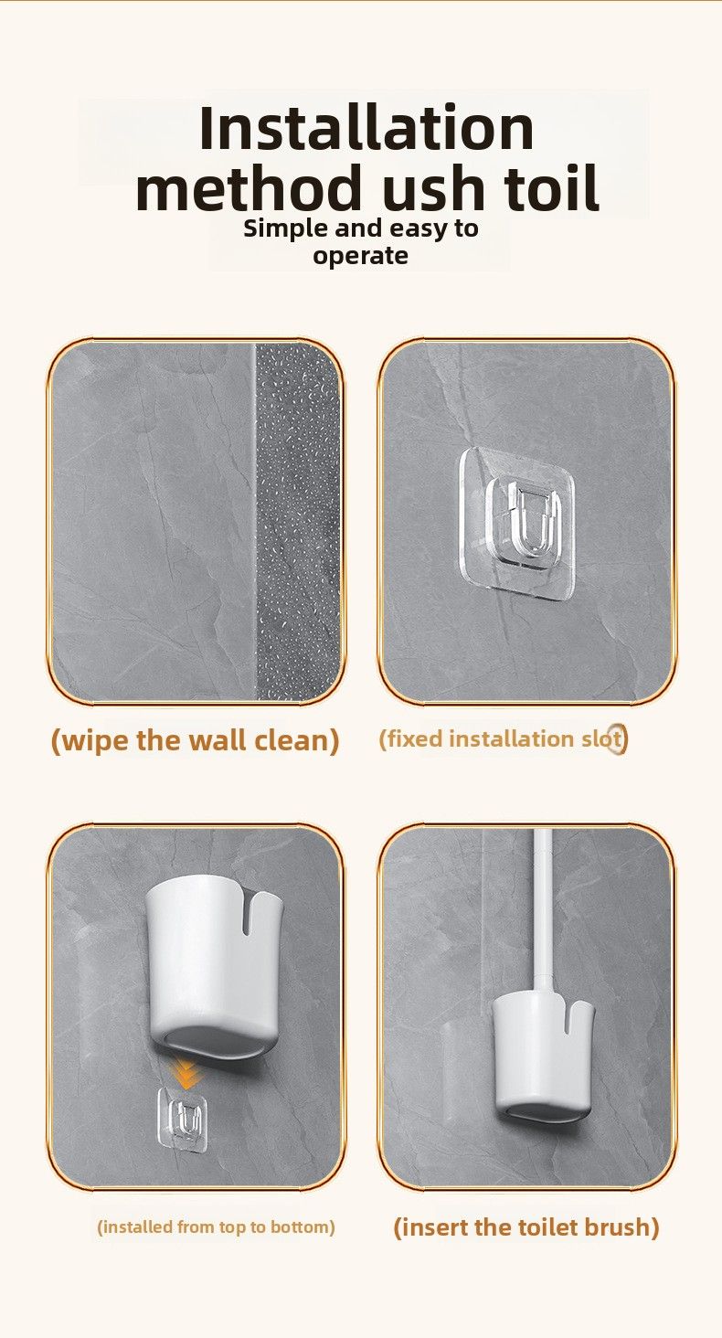No Dead Angle Household No-Drill Toilet Brush Wall-Mounted Bathroom Silicone Set Cleaning Magic Tool_voghion.com