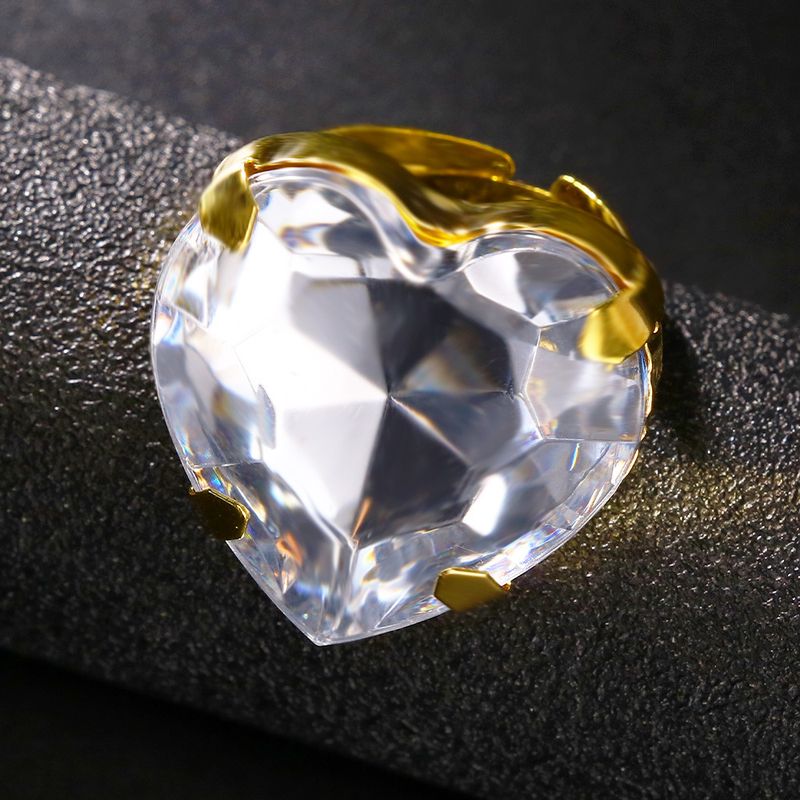 Bague d'amour en strass super flash lumineux de luxe haut de gamme mode bague réglable personnalisée_voghion.com
