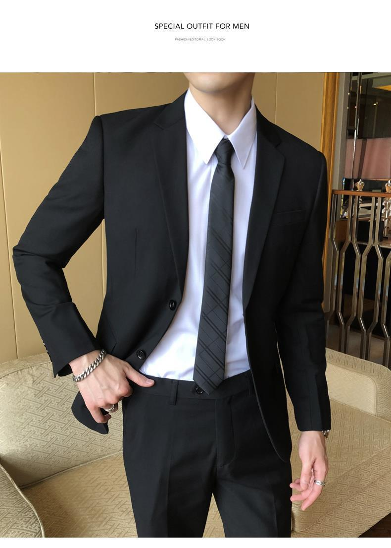 Professionaalsed meesterõivad Parima mehe peigmehe pulmadeks äriline pidulik mantel Slim Fit vabaaja väike ülikond_voghion.com