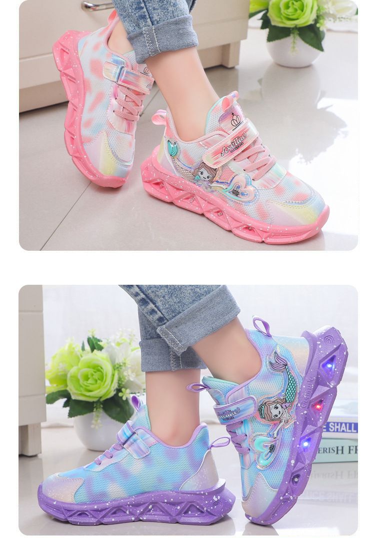 Children with light sneaker 2024 spring and autumn mesh breathable children's shoes medium and small children Princess lightweight casual shoes_voghion.com