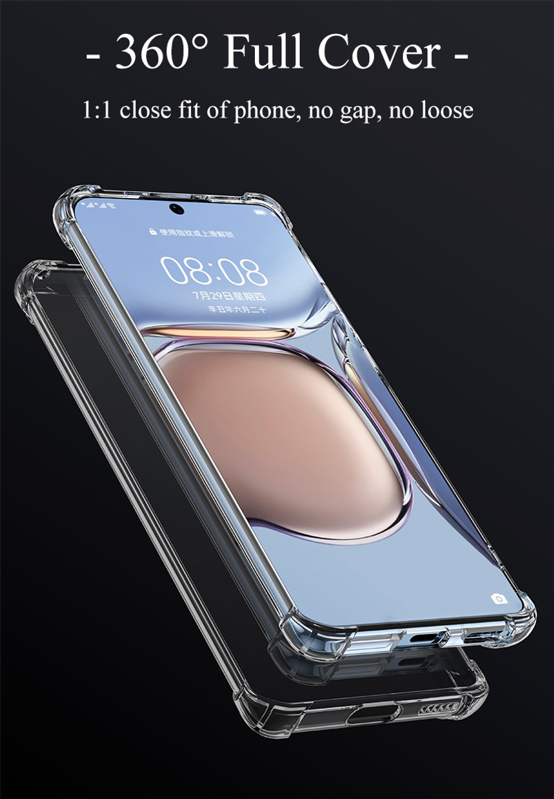 Nárazuvzdorné čiré silikonové pouzdro pro Huawei P50 P40 P30 P20 Lite Nova 8 7 Pro Se Ultra tenký měkký kryt_voghion.com