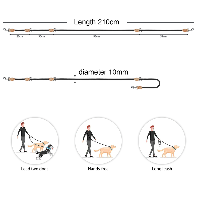 Altrapet Double Leash 210 Cm For Two Dogs By PawParty Store_voghion.com