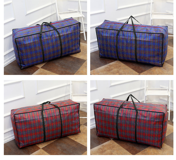 Oxford cloth luggage moving bag waterproof thickened plaid luggage packing bag large capacity portable luggage bag wholesale_voghion.com