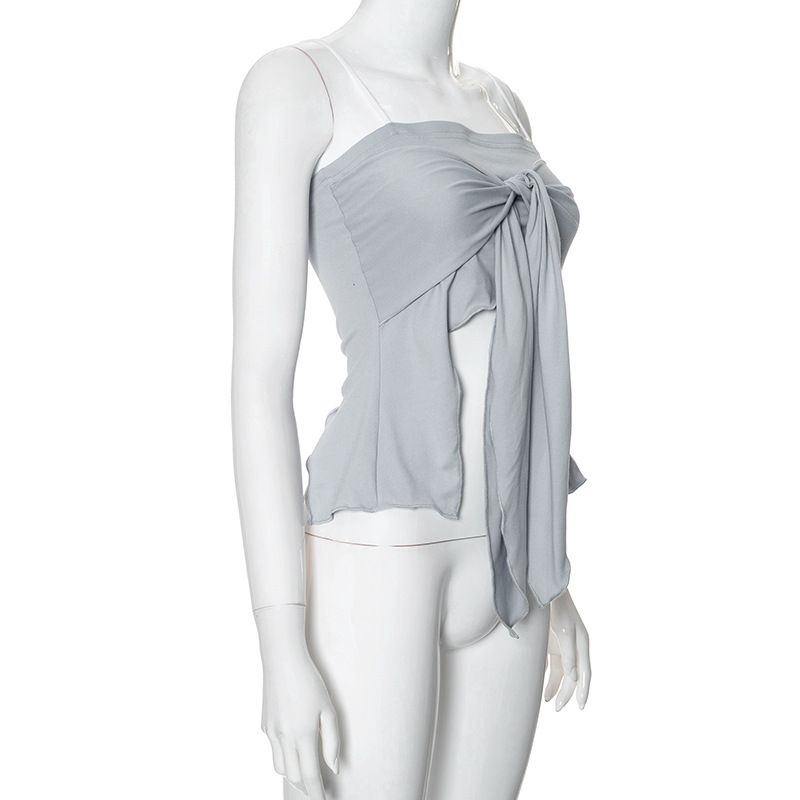 M24TP024 Top de tirantes con espalda abierta, diseño irregular, color liso, para mujer, nuevo estilo de verano 2024_voghion.com