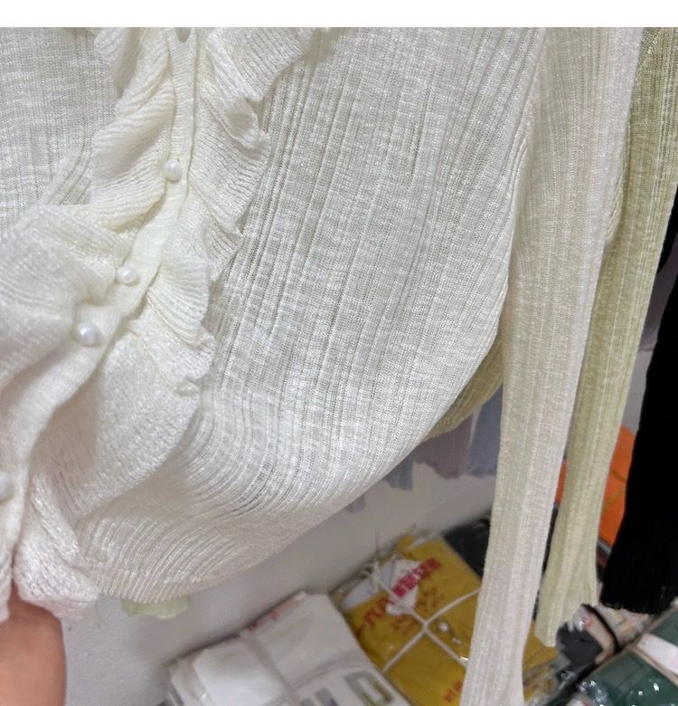 Lotus leaf edge ice silk sunscreen cardigan thin design for women's summer high-end feeling, shawl with suspender skirt,_voghion.com