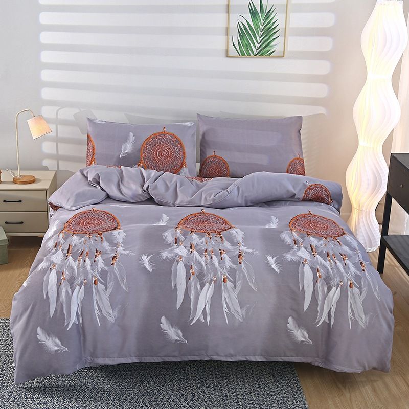 Conjunto de capa de edredom de algodão escovado de luxo estampado - roupa de cama macia tamanho casal/queen/king size para casa e dormitório universitário_voghion.com