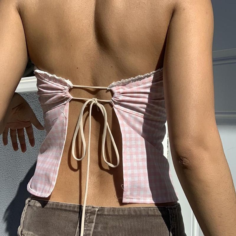 2023 Summer New Lace Casual, Comfortable, Sexy, Versatile Strapless Short Style_voghion.com