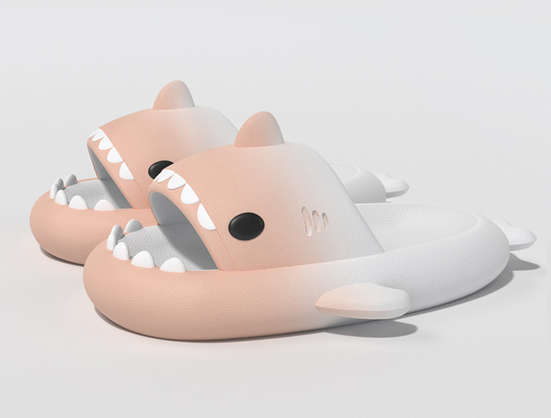 Sandales de requin dégradées transfrontalières pour hommes et femmes, pantoufles de maison EVA avec sensation de merde, semelle épaisse pour Couple, vêtements d'extérieur pour femmes_voghion.com