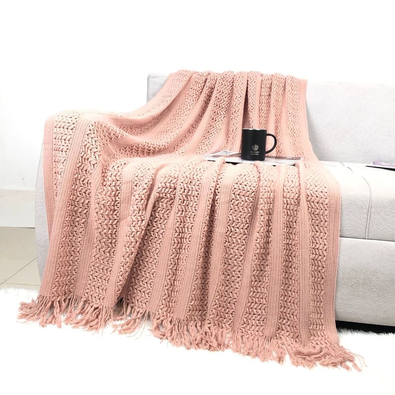Cable Knit Throw Blanket - Nordic Geometric Design Acrylic Blanket For Sofa, Bed & Decor, 500g-700g, Multiple Colors & Sizes_voghion.com