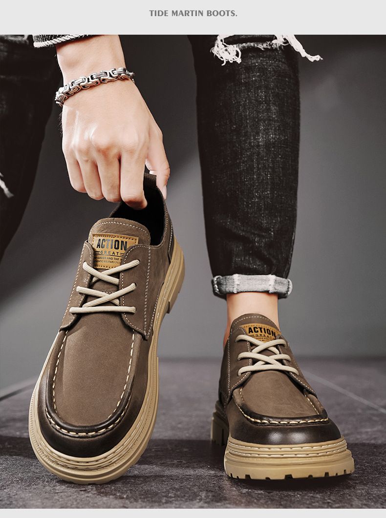 Derby Herbst British Business Casual Leder Herren Formelle Arbeit Dicke Sohle Niedrig geschnitten Martin Trendy Schuhe_voghion.com