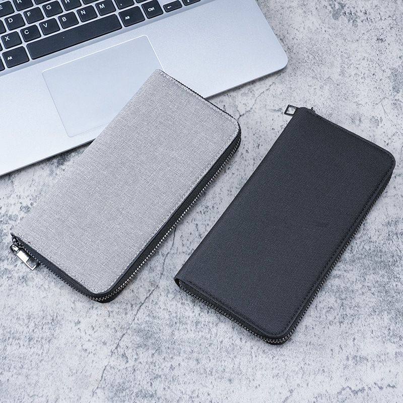 New Men's Long Zipper Wallet Large Capacity Multiple Card Slots Business Canvas Clutch Purse_voghion.com