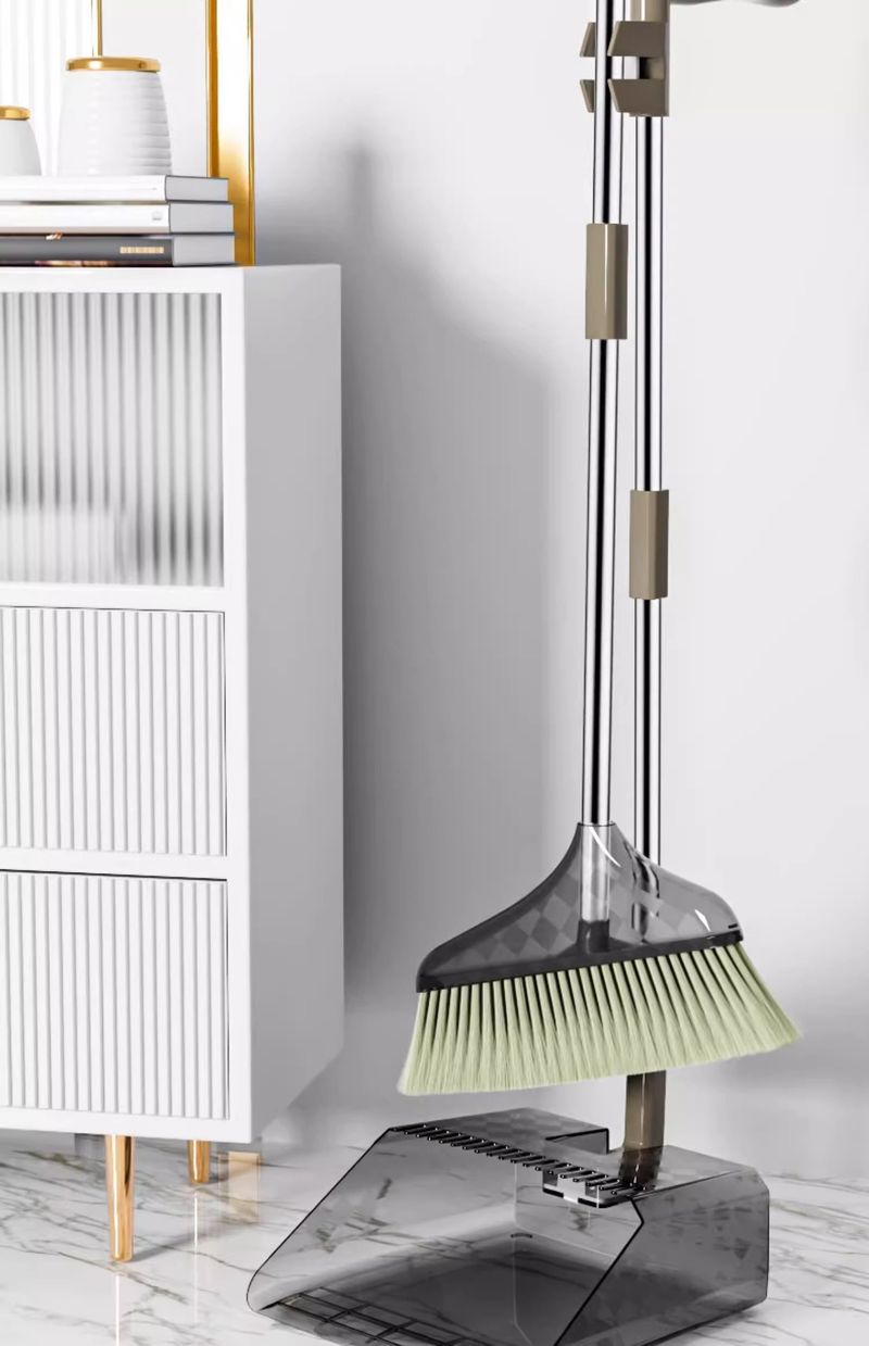 Transparent Combination Set For Household Use, High-end Soft Bristled Broom, Dustpan, Bathroom, Non Stick Hair, Garbage_voghion.com