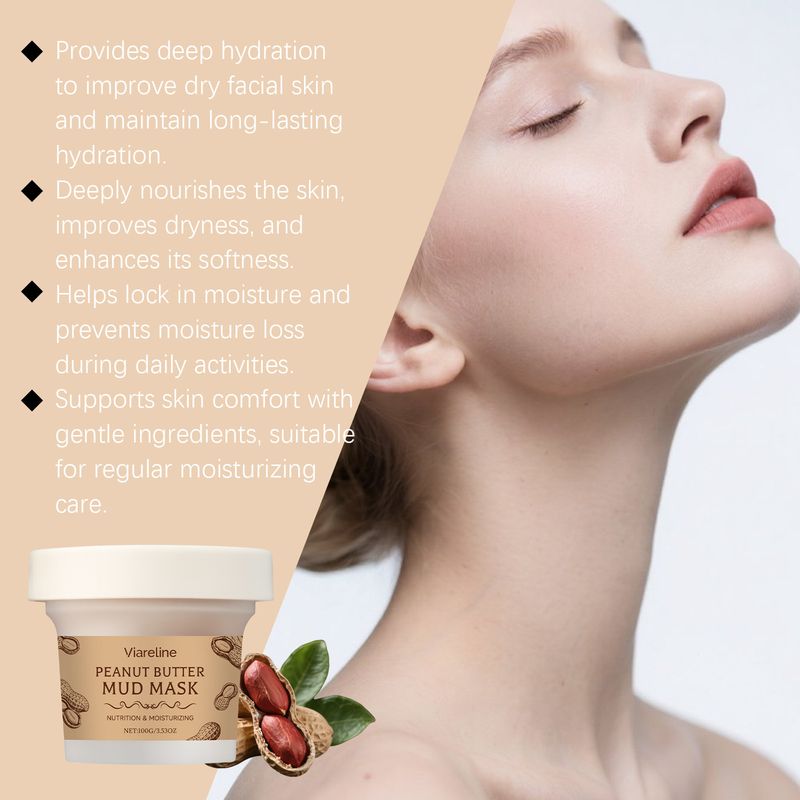 Maschera di fango idratante e detergente per il viso Viareline Peanut, idratante e nutriente, per pori fini_voghion.com