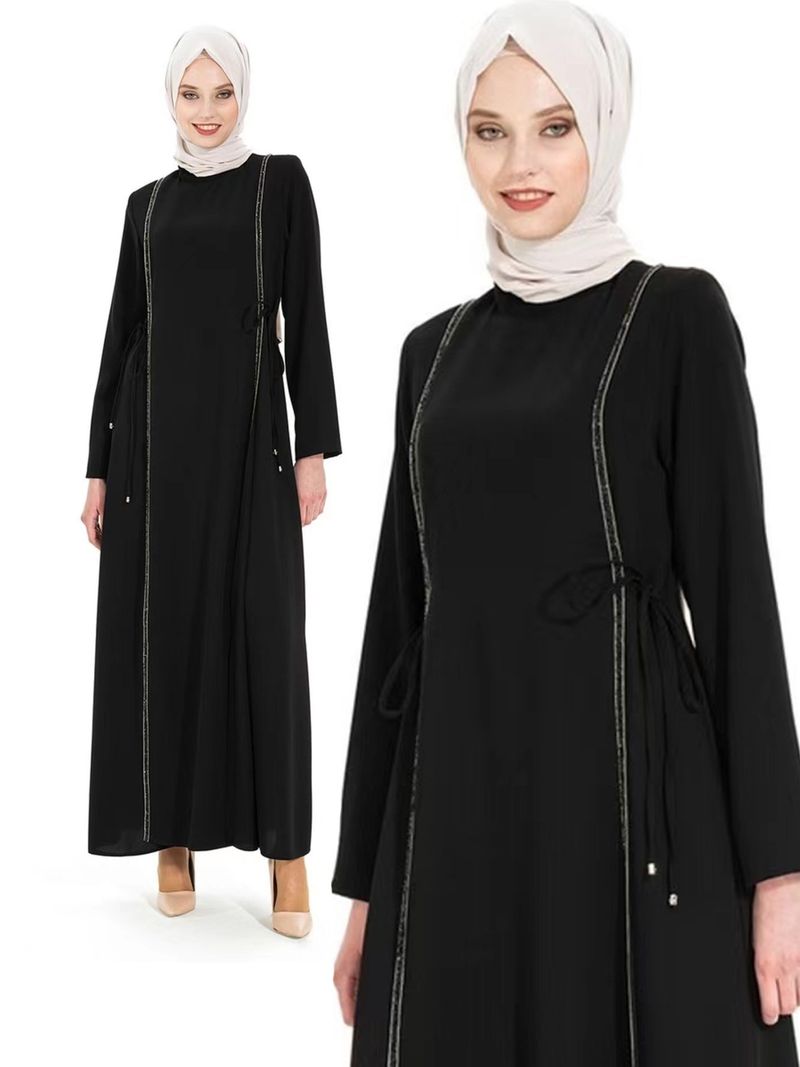 Dames Ronde Hals Mouw Hot Diamond Temperament Elegante Lange Jurk Losse Pasvorm Robe Kerstmis Thanksgiving Halloween Valentijnsdag_voghion.com