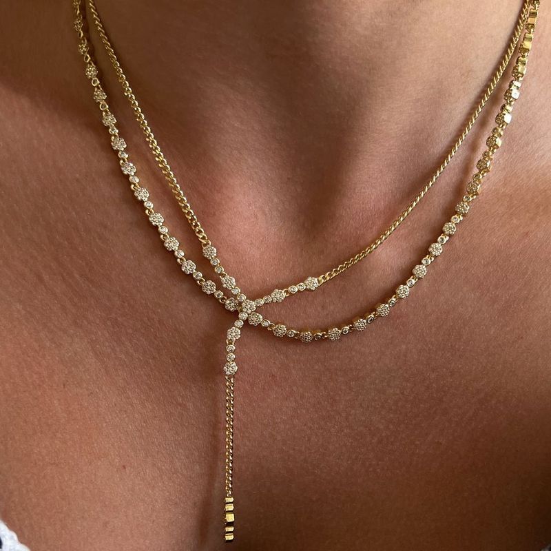 Vintage Geometric Pendant Necklace Elegant Layered Y-Chain With Crystal Accents, Dainty Gold/Silver Statement Jewelry For Daily Wear & Special _voghion.com