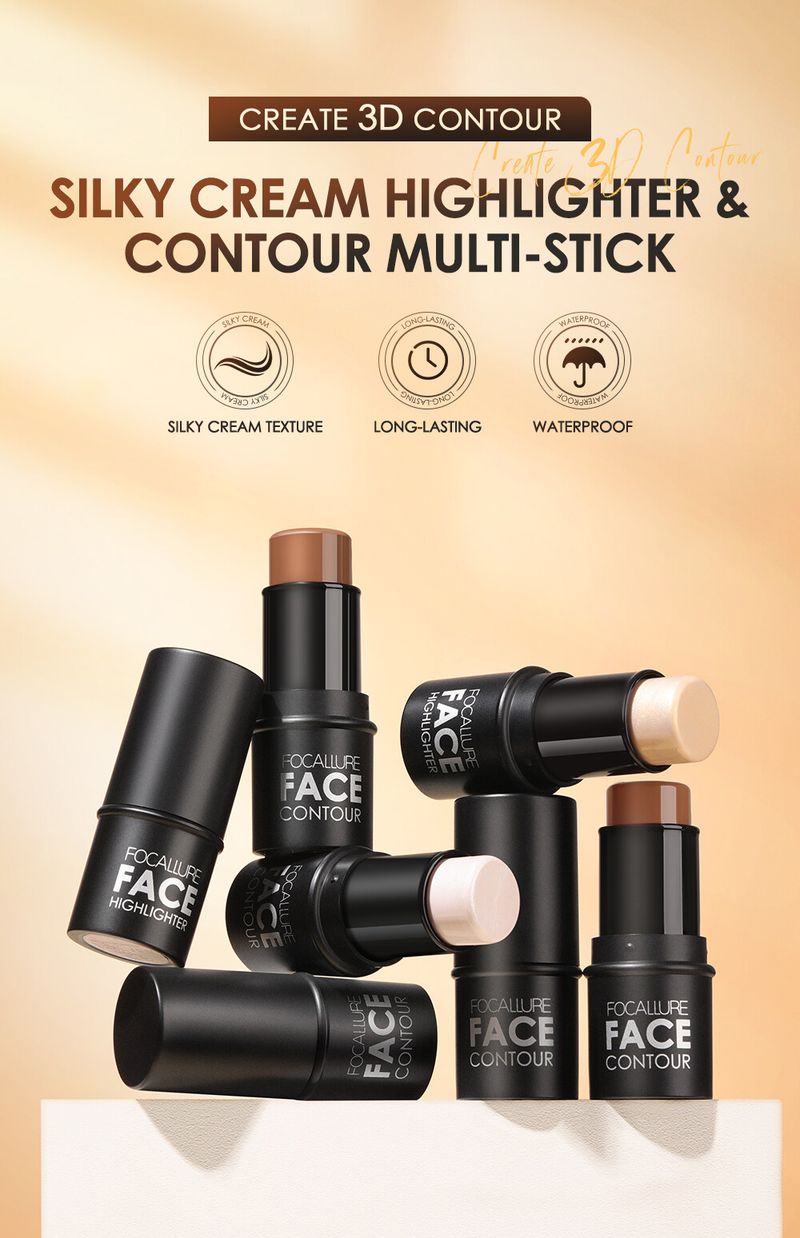 FOCALLURE 4 kleuren Optioneel Brighten Bronzer Make-up Highlighter Contour_voghion.com
