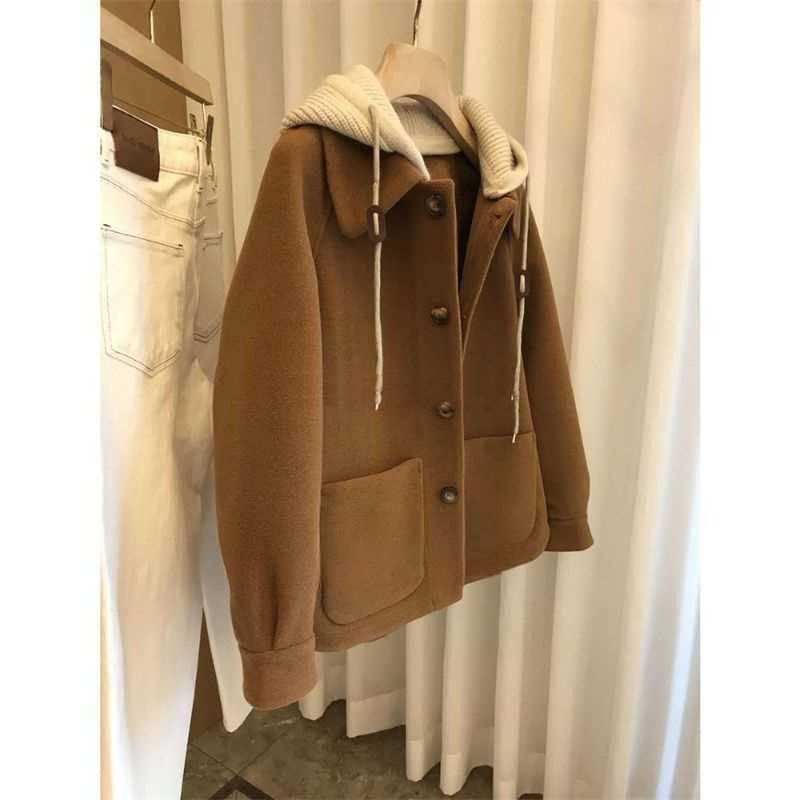 Mit Kapuze Wolle 2025 Herbst Neue Kurze Verdickt High-end-Wollmantel Für Petite Frauen Winter_voghion.com