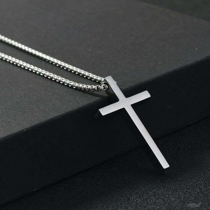 Rebel Cross – Herrenhalskette aus Titanstahl mit Hip-Hop-Kreuzanhänger (modischer Schmuck, Unisex-Stil, heißer Verkauf)_voghion.com