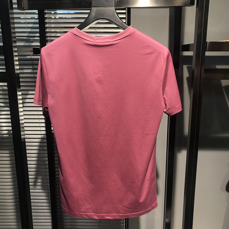 T-shirt à manches courtes pour hommes en soie glacée 2021, nouveau modèle d'été imprimé couronne petite abeille_voghion.com