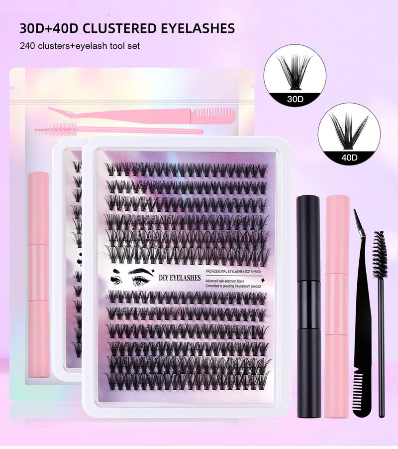 240 - Cluster Segmented False Eyelashes Kit 30D/40D Thickening Large Capacity, Single - Cluster Fluffy Lashes For Grafting_voghion.com