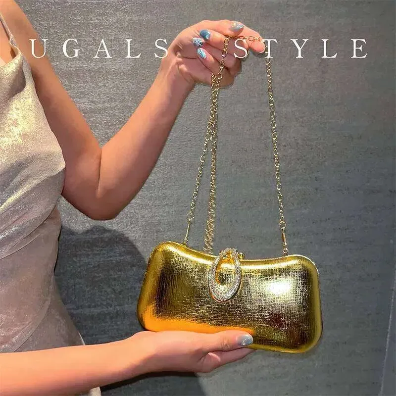 Designer Clutch voor dames, formeel feest, glittertas, avondtas, klassieke ketting, kleine vierkante handtas_voghion.com