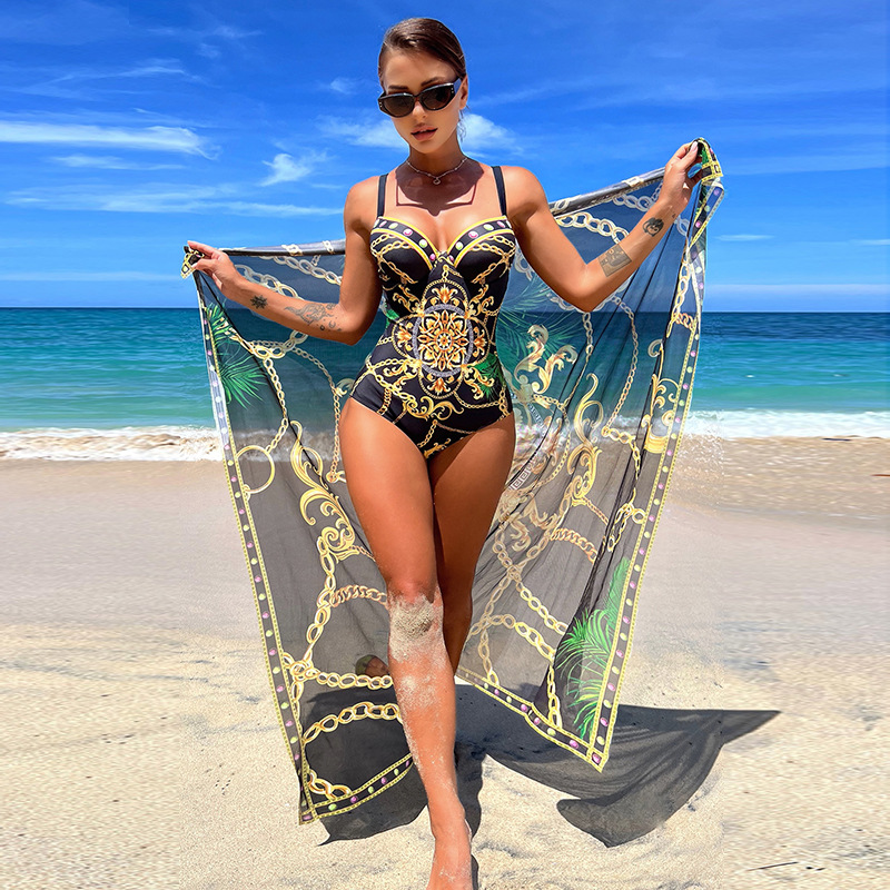 Maiô feminino com estampa traseira sexy, saída de duas peças, biquíni de comércio exterior_voghion.com