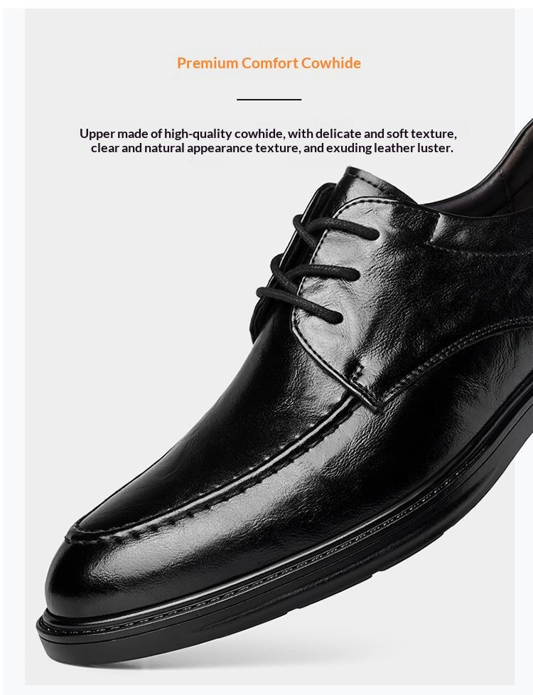 Voyage Woodpecker Business Casual Formal Leather Men's Korean Style Trendy British Pointed High-End Soft Sole Derby Shoes_voghion.com
