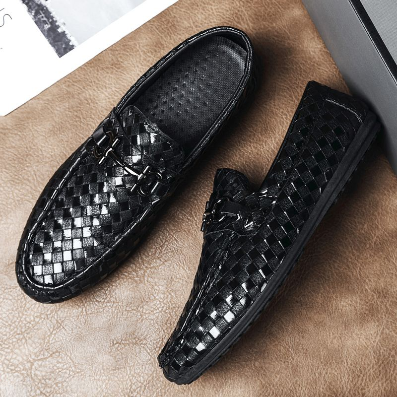 Mocassins de primavera Beanbean um pé masculino preguiçoso dirigindo tamanho grande maré transfronteiriça sapatos de couro brilhante_voghion.com