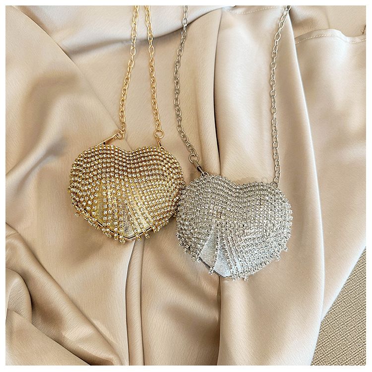 Neue Promi-Mini-Herzform Mode Diamant Perle Mini Geldbörse Abendtasche Kette Tasche_voghion.com