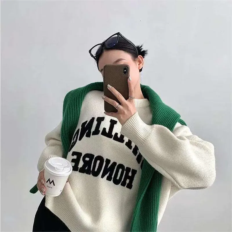 Dongdaemun Korean Style Round Neck Sweater For Women, New Spring And Autumn Design, Loose Fit, Slimming Oversize Top,_voghion.com