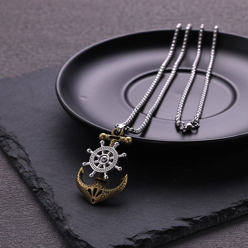 Explosive European And American Fashion Retro Movable Boat Anchor Titanium Steel Pendant Personality Men's Trend Pendant Jewelry_voghion.com