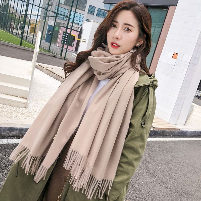 24 Autumn/Winter Solid Color  Scarf Women's Versatile Super Soft Shawl Cashmere Neck Gift_voghion.com